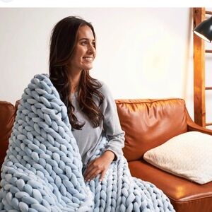 Hush Weighted Minky Throw in Light Blue